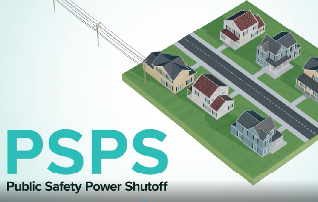 A graphic showing a neighborhood with powerlines